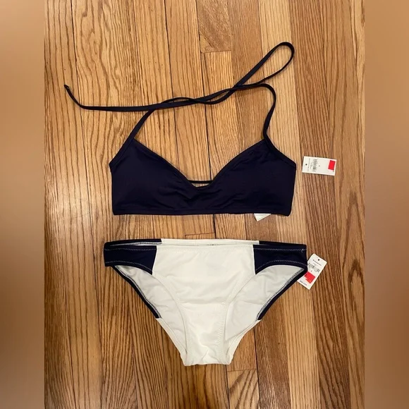 NWT GAP Navy Blue and White Bikini Minimalist Swimwear - Picture 1 of 9